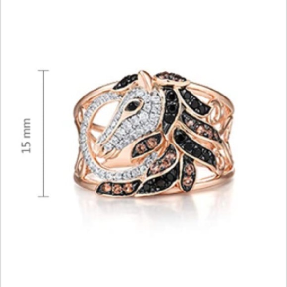 14k Chocolate Diamond Mustang Horse Ring - Picture 6 of 6